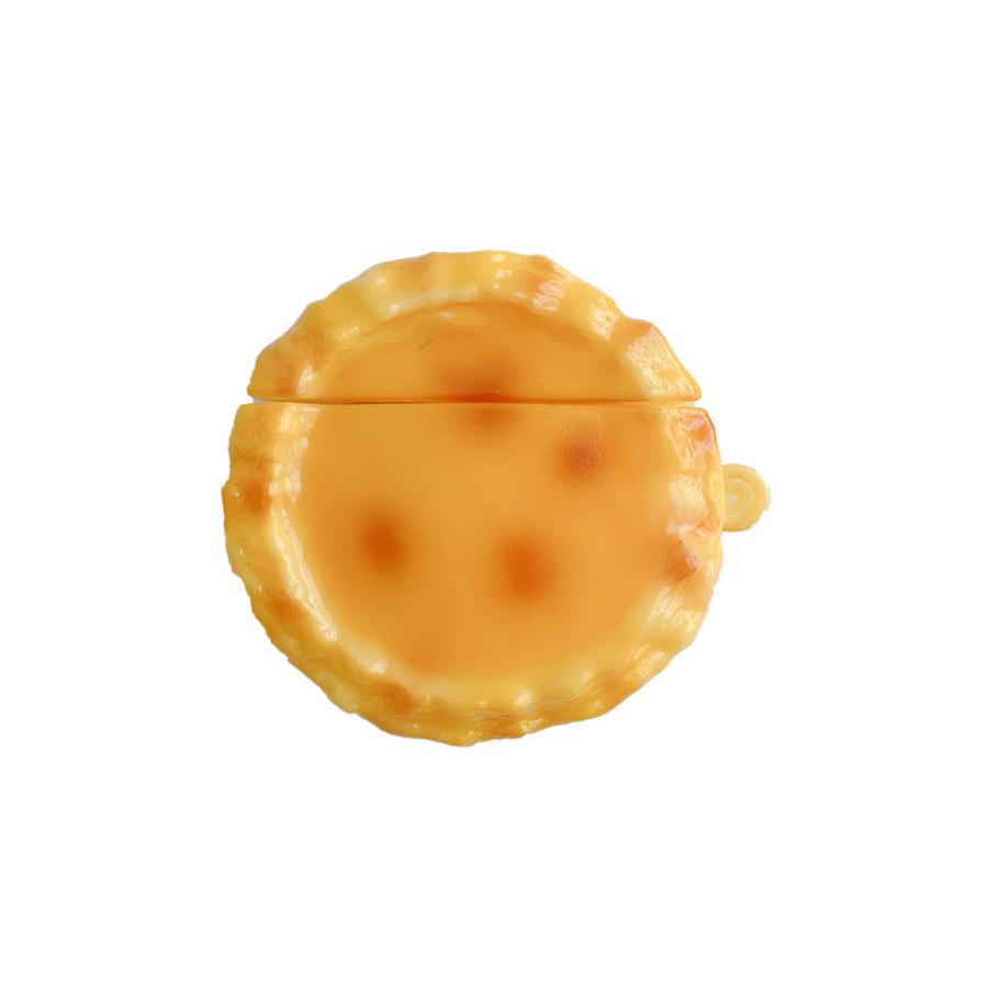 JMT-154698 Creative Funny Egg Tart Earphone Case Compatible with iPhone AirPods 1/2, Pro/3 Generation - Silicone Flip Design