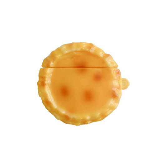 JMT-154698 Creative Funny Egg Tart Earphone Case Compatible with iPhone AirPods 1/2, Pro/3 Generation - Silicone Flip Design