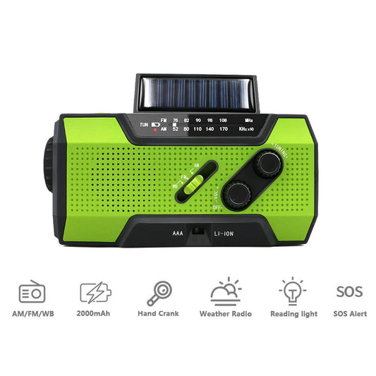 JMT-154698 Hand Crank Solar-Powered Emergency Radio with USB Charging and LED Flashlight