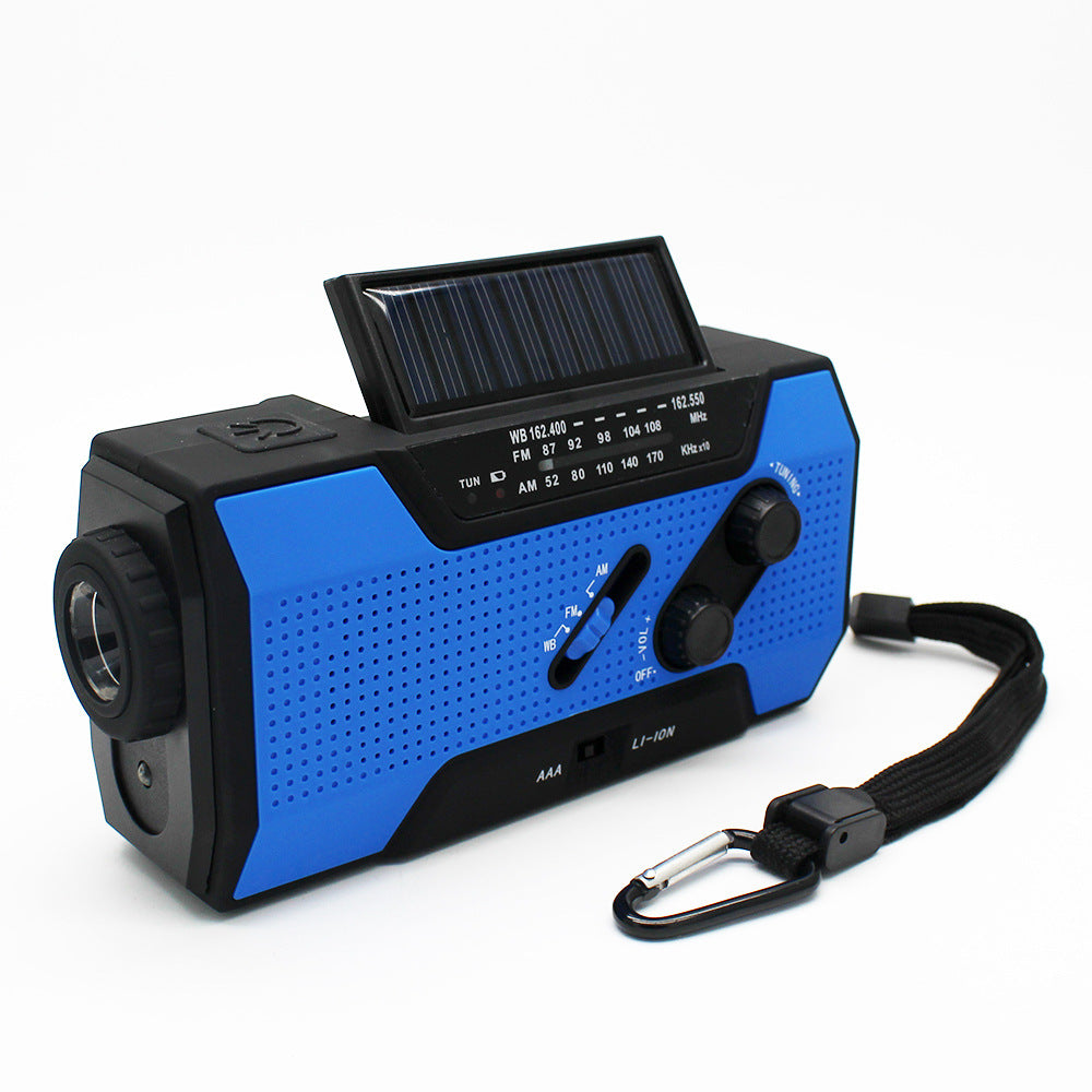 JMT-154698 Hand Crank Solar-Powered Emergency Radio with USB Charging and LED Flashlight