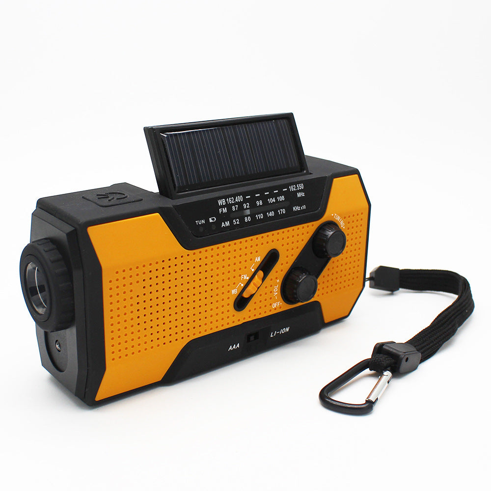 JMT-154698 Hand Crank Solar-Powered Emergency Radio with USB Charging and LED Flashlight