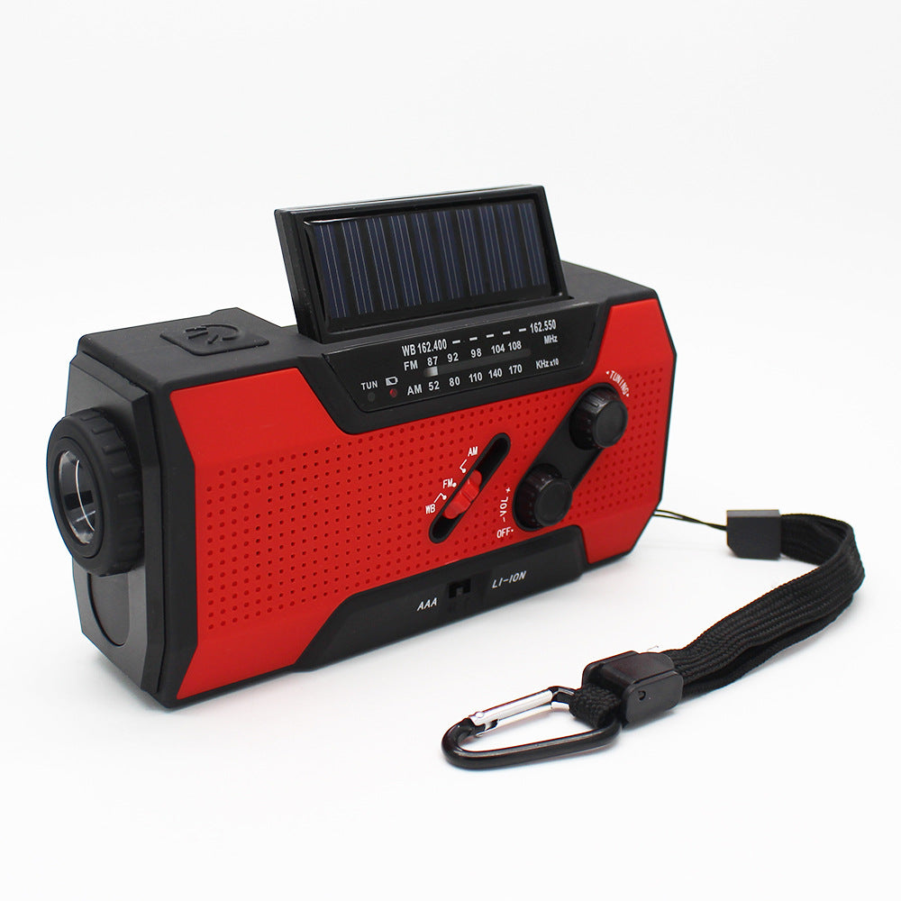 JMT-154698 Hand Crank Solar-Powered Emergency Radio with USB Charging and LED Flashlight