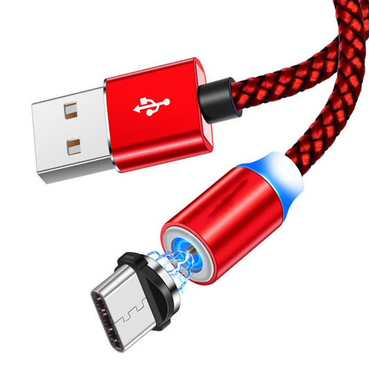JMT-155210 Three-in-One Magnetic Charging Cable for Android, Type C, and Apple Devices - 1 Meter - 2A Current - Available in Black, Silver, Red, Gold