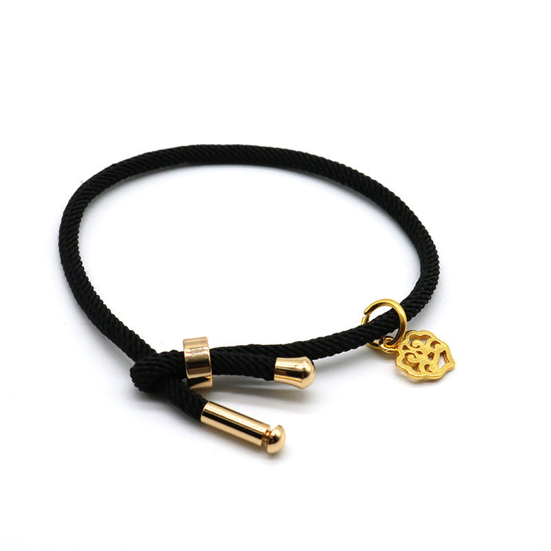 JMT-155402 3D Hard Gold Geometric Pendant on Milan Rope Bracelet - Unisex Design in Durable Cowhide