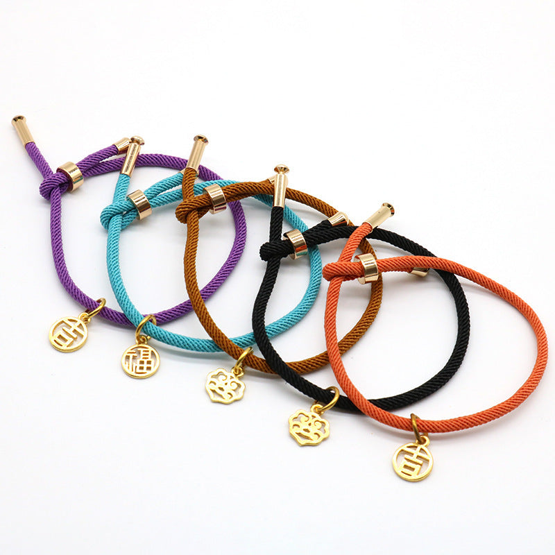 JMT-155402 3D Hard Gold Geometric Pendant on Milan Rope Bracelet - Unisex Design in Durable Cowhide