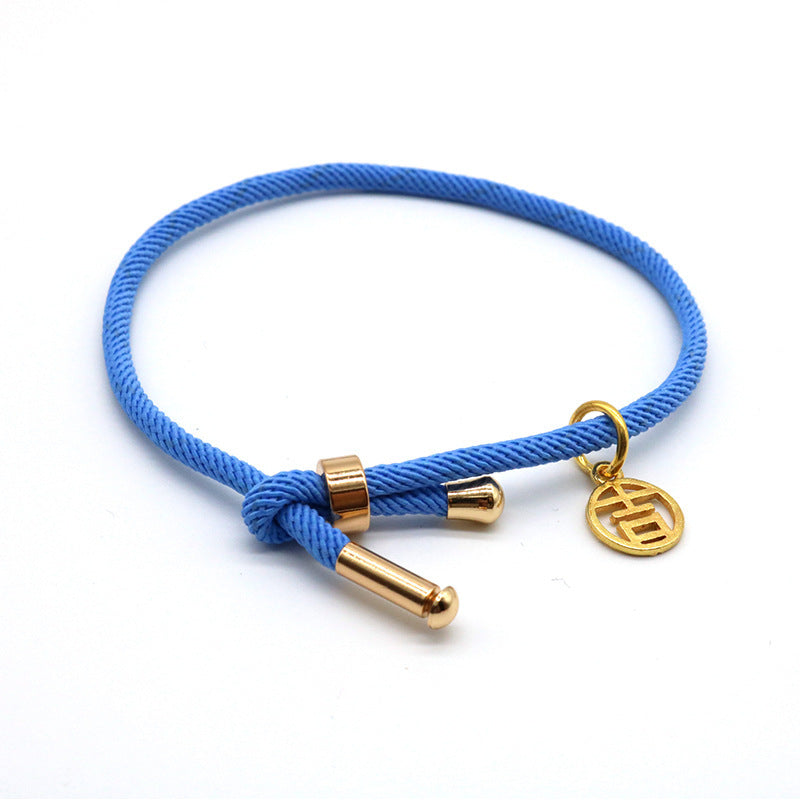 JMT-155402 3D Hard Gold Geometric Pendant on Milan Rope Bracelet - Unisex Design in Durable Cowhide