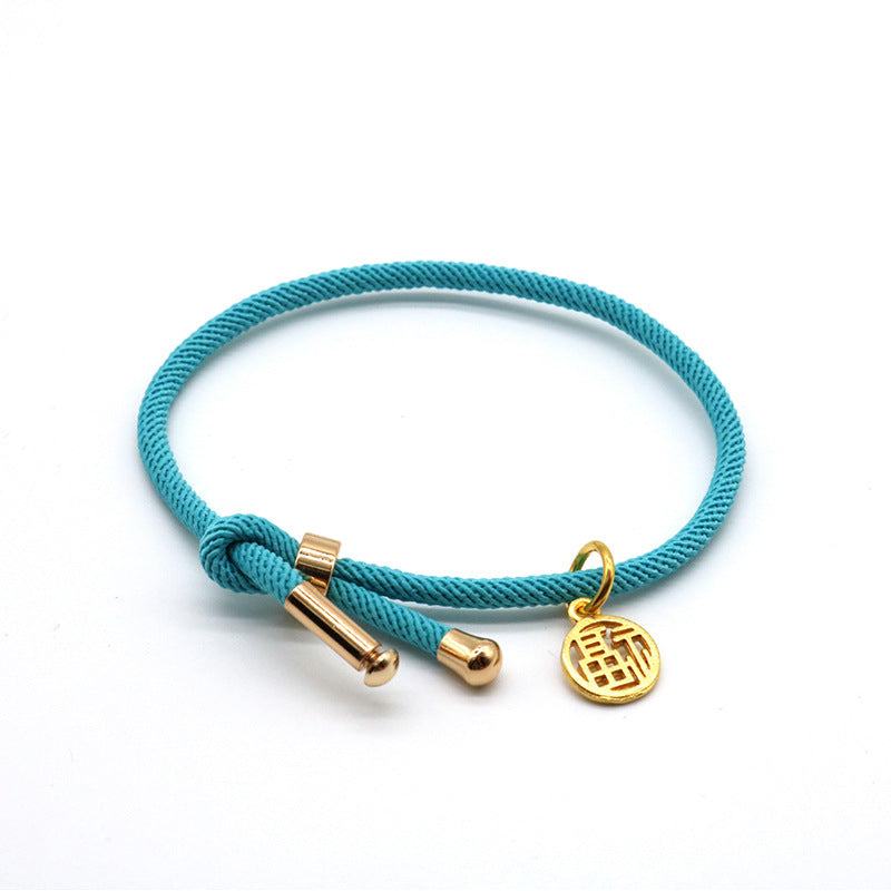 JMT-155402 3D Hard Gold Geometric Pendant on Milan Rope Bracelet - Unisex Design in Durable Cowhide