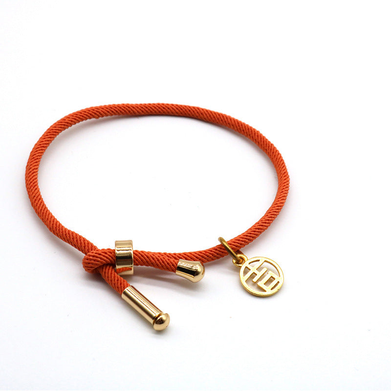 JMT-155402 3D Hard Gold Geometric Pendant on Milan Rope Bracelet - Unisex Design in Durable Cowhide