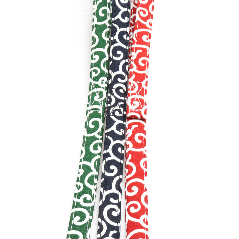 JMT-155530 Denim Blue Floral Design Adjustable Dog Collar with Metal Buckle and Leash