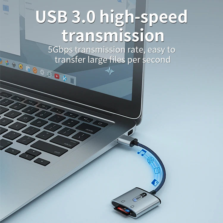 JMT-155530 Dual Port USB 3.0 OTG Card Reader for TF/SD Cards - Simultaneous Access