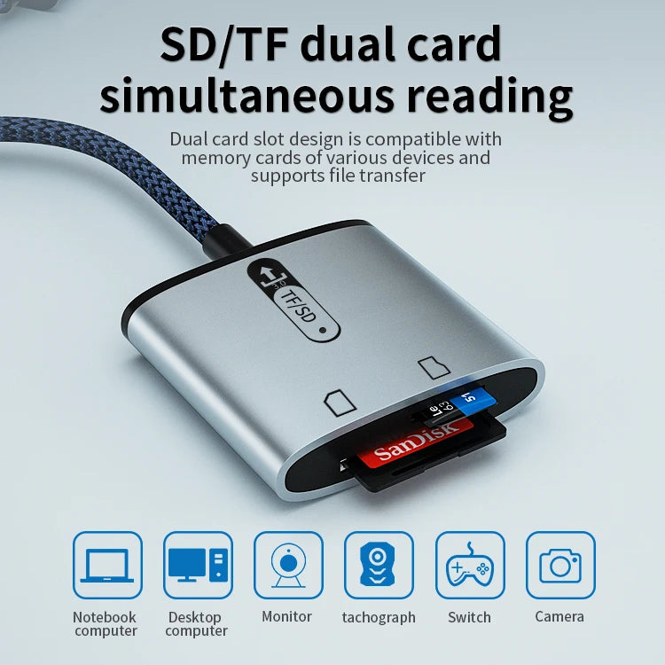 JMT-155530 Dual Port USB 3.0 OTG Card Reader for TF/SD Cards - Simultaneous Access