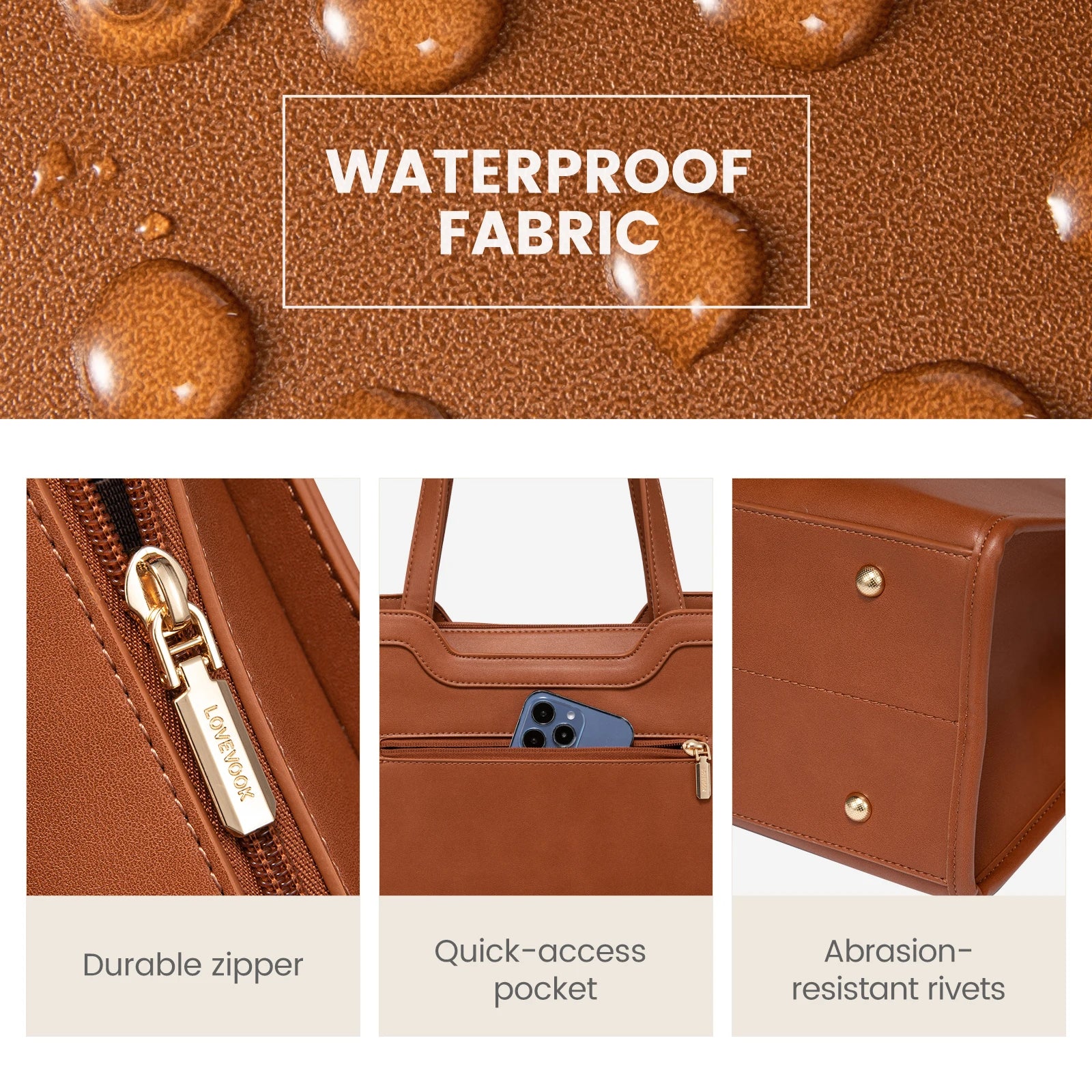 JMT-155850 Professional Leather Laptop Bag for Women, 15.6-Inch Office Tote Briefcase for Work