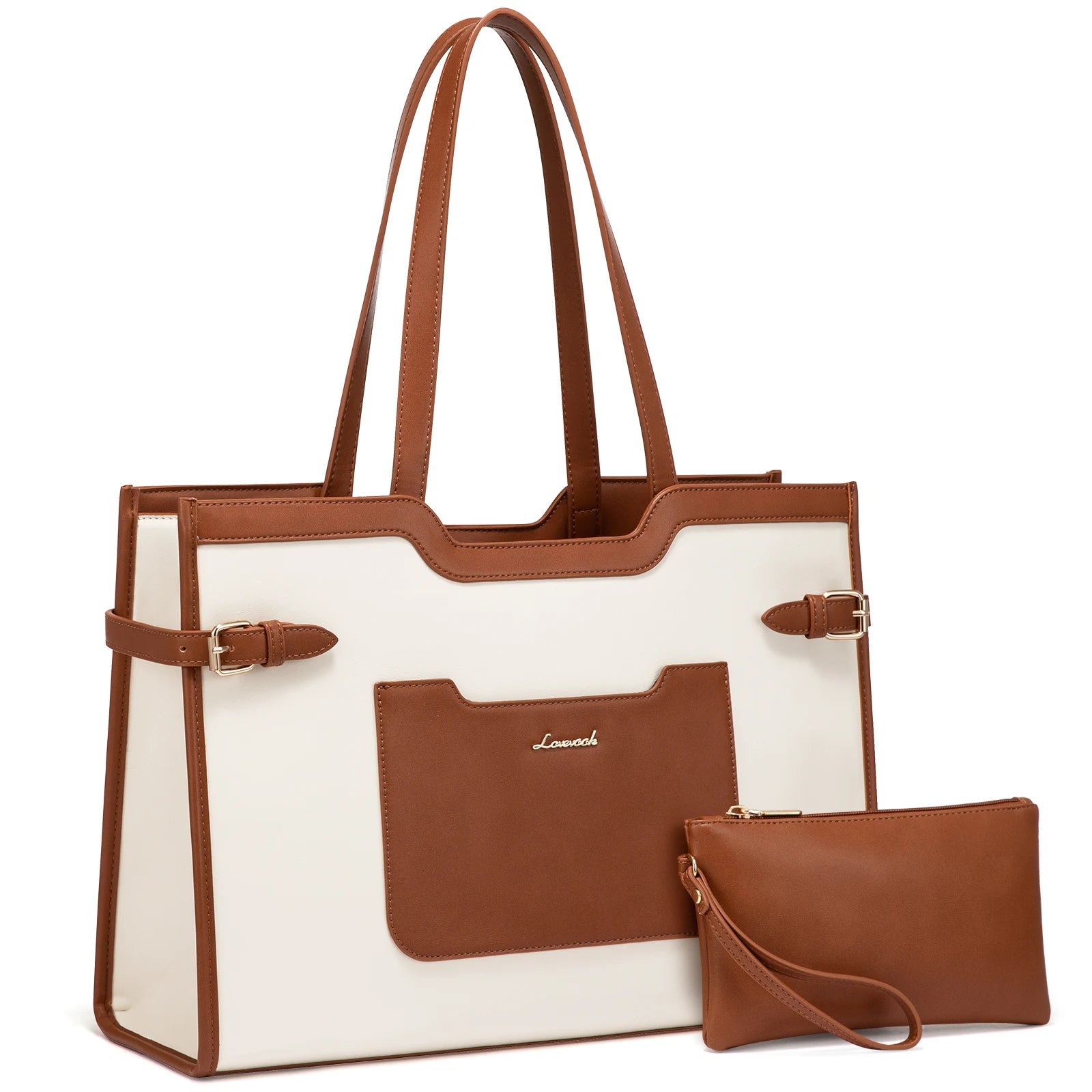 JMT-155850 Professional Leather Laptop Bag for Women, 15.6-Inch Office Tote Briefcase for Work