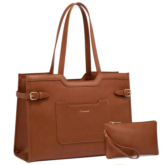 JMT-155850 Professional Leather Laptop Bag for Women, 15.6-Inch Office Tote Briefcase for Work