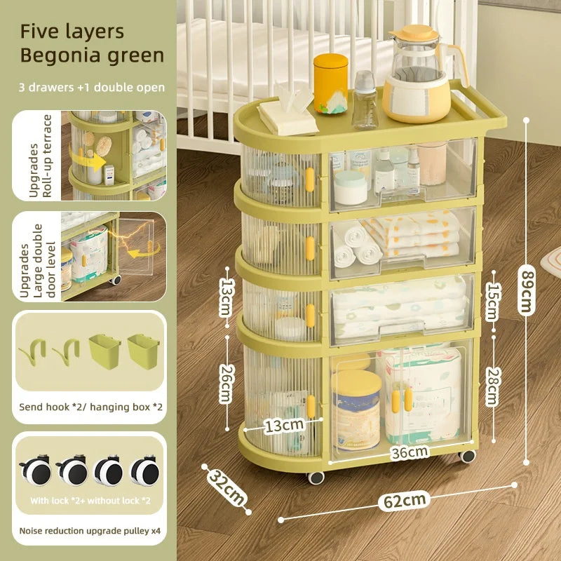 JMT-155978 Removable Plastic Rolling Trolley for Living Room, Bathroom, and Kitchen Storage Cart