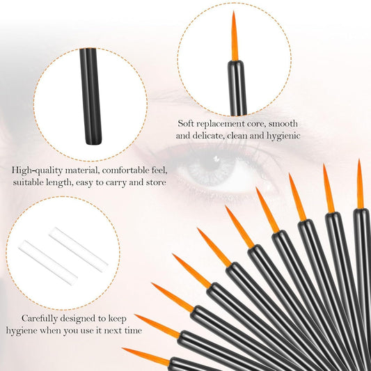 JMT-156298 Ultra-Fine Disposable Eyeliner Brushes - 100-Pack Black Applicators for Precise Make-Up Application