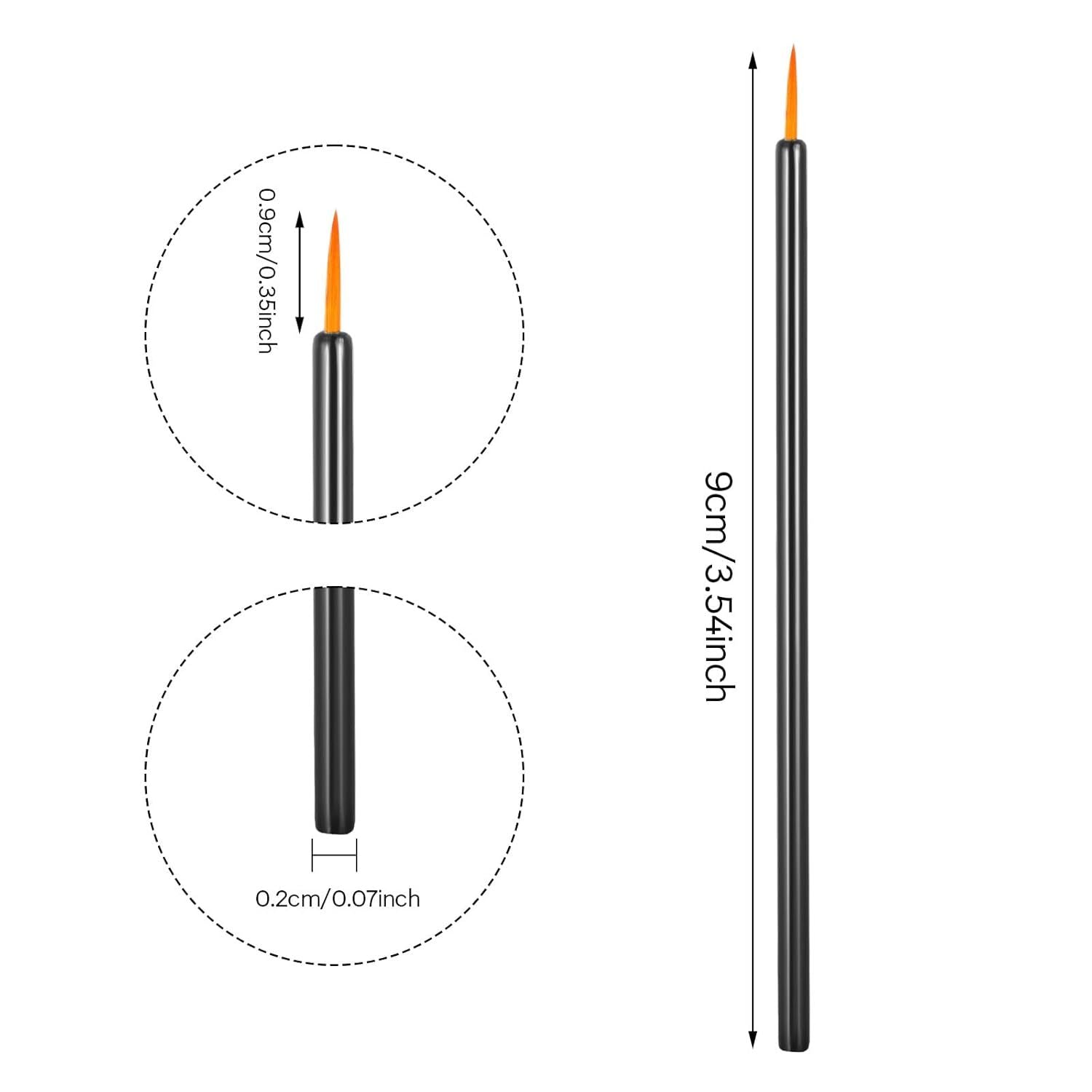 JMT-156298 Ultra-Fine Disposable Eyeliner Brushes - 100-Pack Black Applicators for Precise Make-Up Application