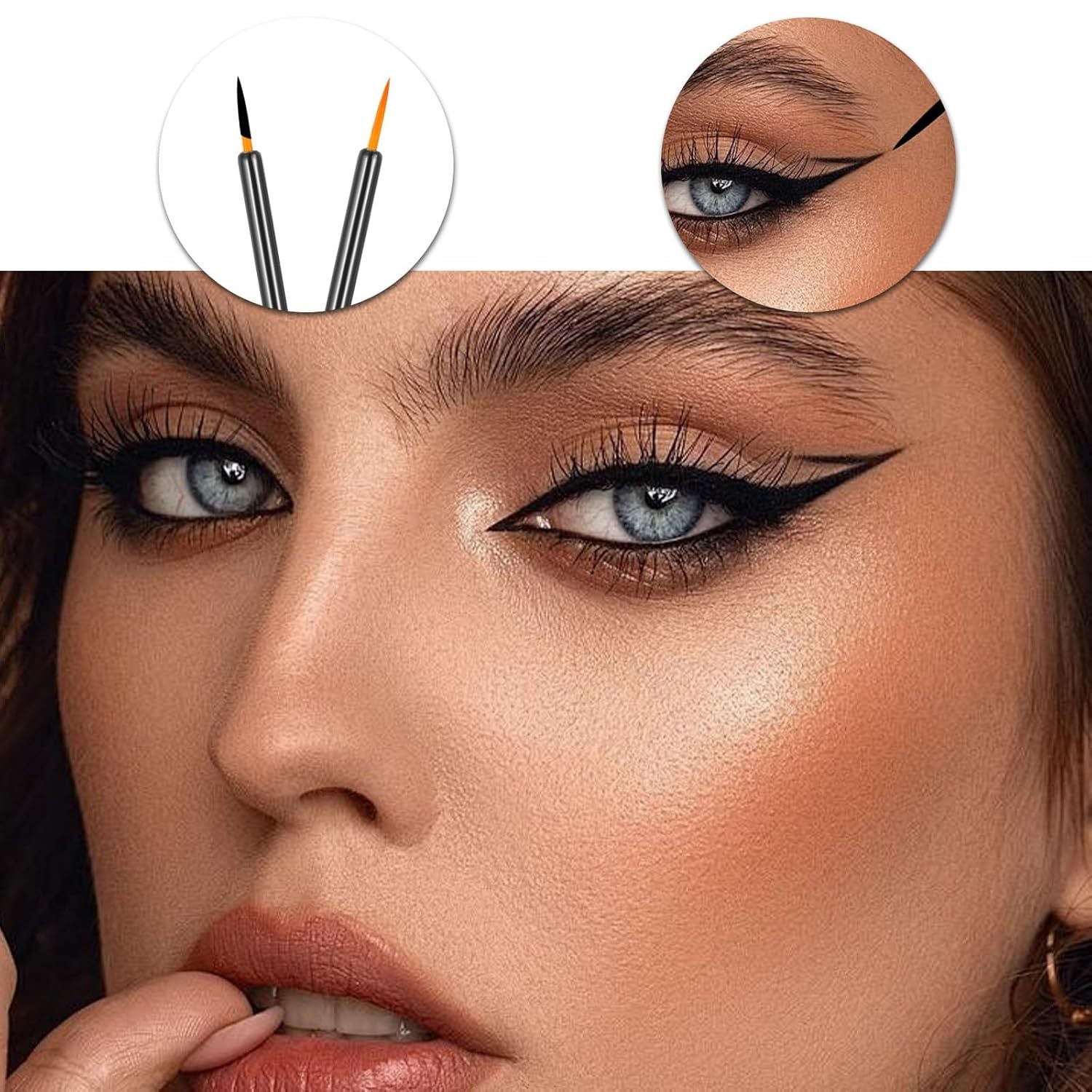 JMT-156298 Ultra-Fine Disposable Eyeliner Brushes - 100-Pack Black Applicators for Precise Make-Up Application