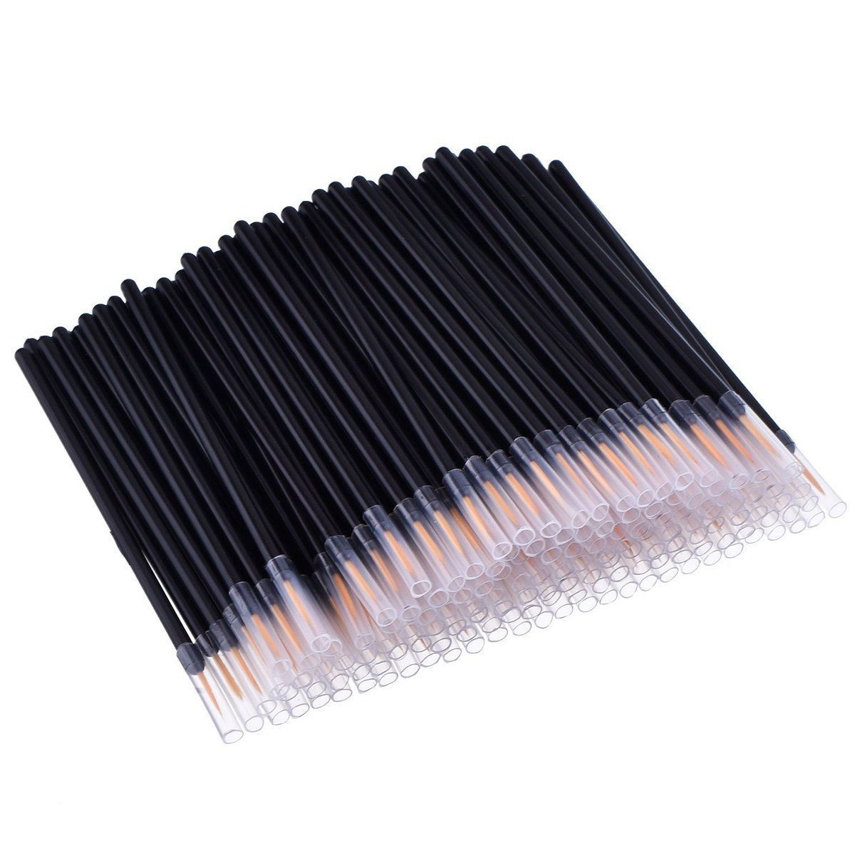 JMT-156298 Ultra-Fine Disposable Eyeliner Brushes - 100-Pack Black Applicators for Precise Make-Up Application