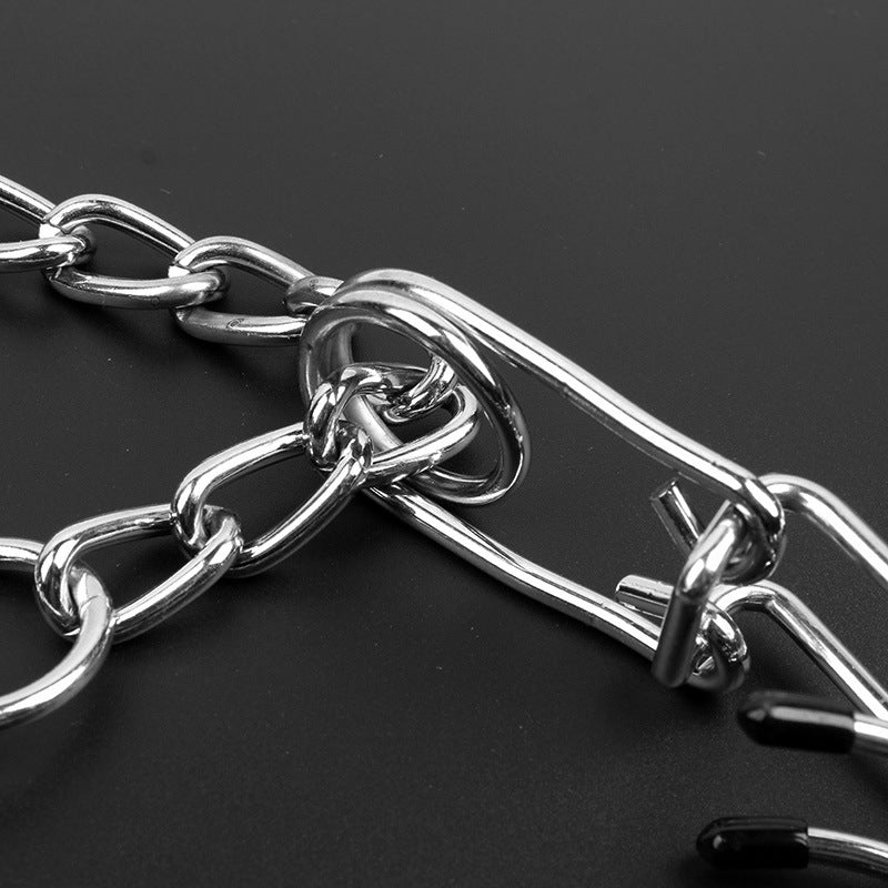 JMT-156682 Removable Metal Iron Dog Training Chain with Rubber Grip - Multiple Sizes Available