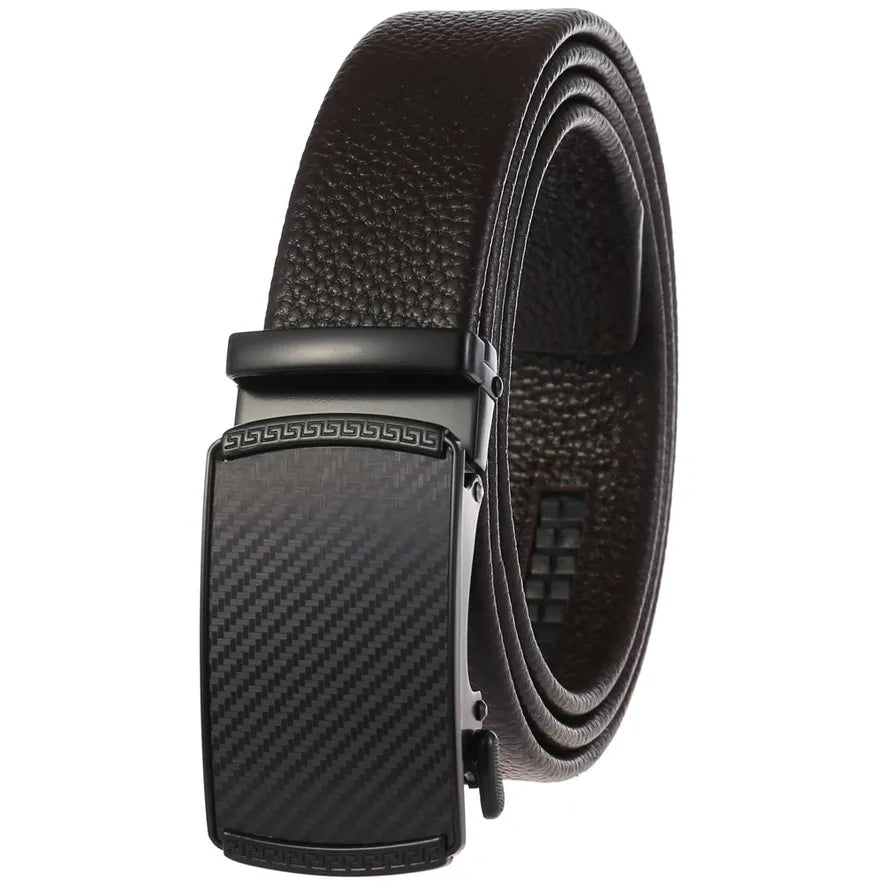 JMT-156938 Men's Automatic Buckle Belt in First Layer Leather, Model LY36-0191-5