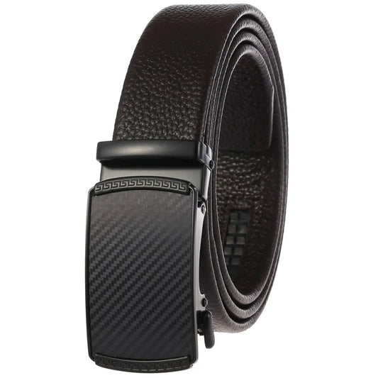 JMT-156938 Men's Automatic Buckle Belt in First Layer Leather, Model LY36-0191-5