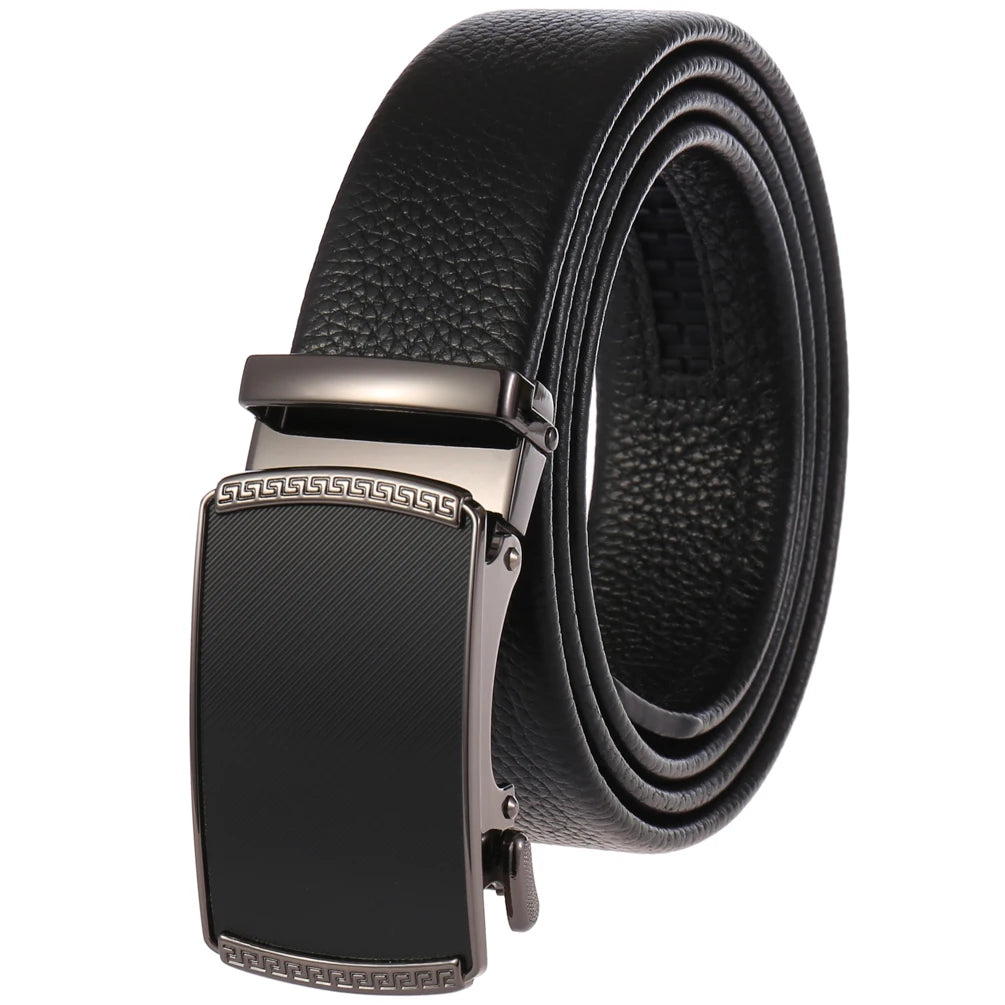 JMT-156938 Men's Automatic Buckle Belt in First Layer Leather, Model LY36-0191-5