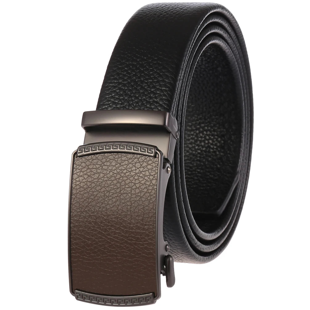 JMT-156938 Men's Automatic Buckle Belt in First Layer Leather, Model LY36-0191-5