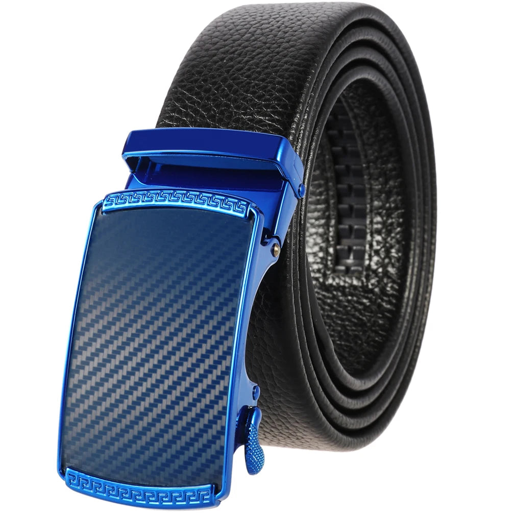 JMT-156938 Men's Automatic Buckle Belt in First Layer Leather, Model LY36-0191-5