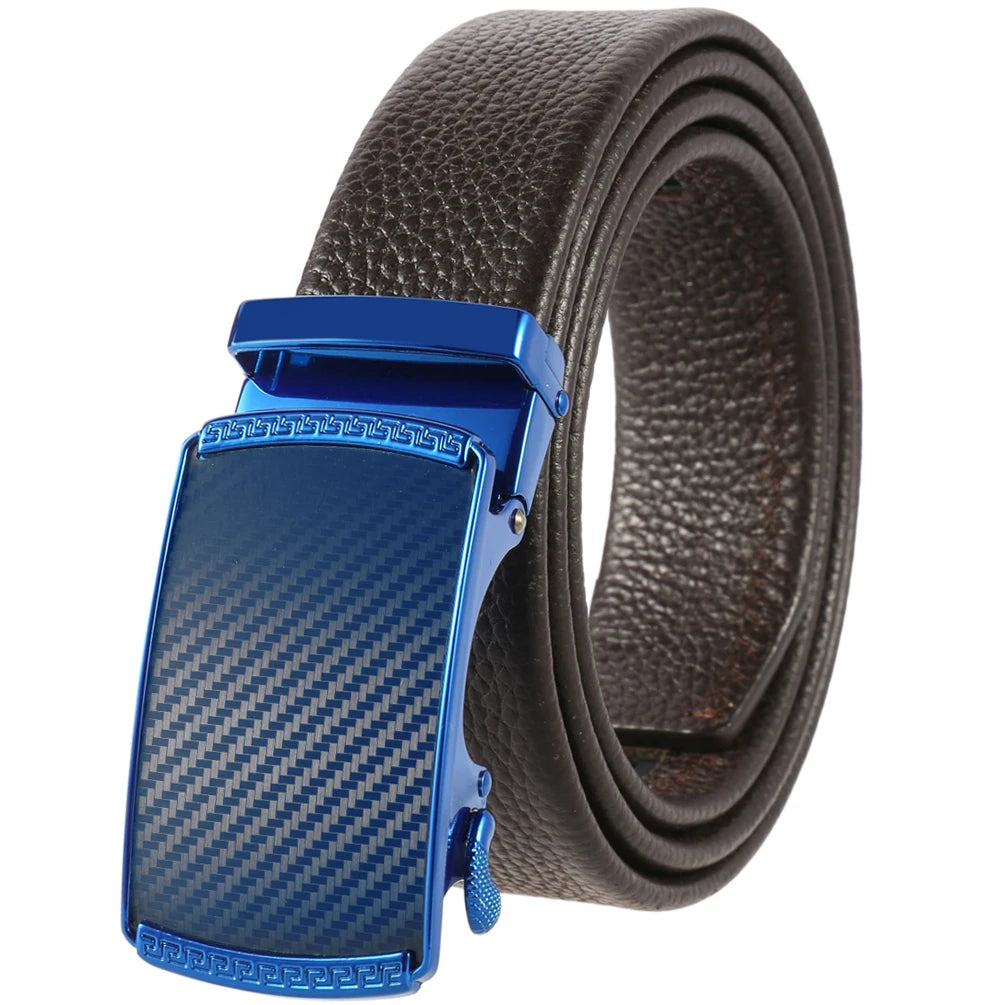 JMT-156938 Men's Automatic Buckle Belt in First Layer Leather, Model LY36-0191-5