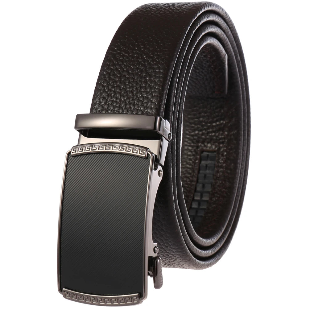 JMT-156938 Men's Automatic Buckle Belt in First Layer Leather, Model LY36-0191-5