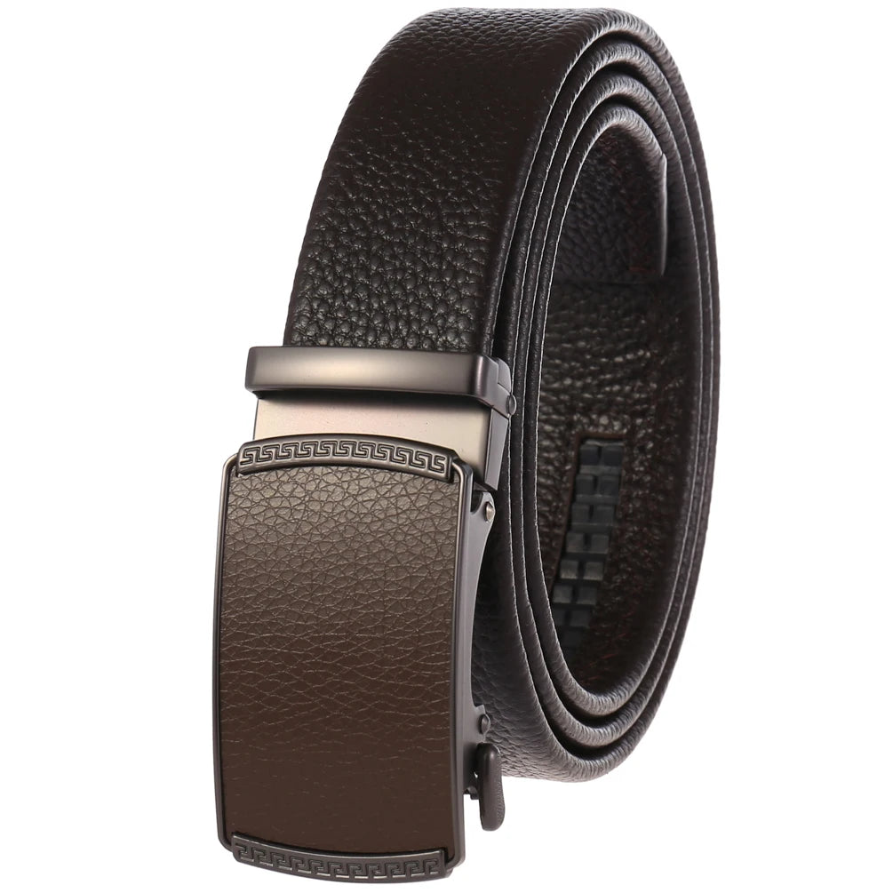 JMT-156938 Men's Automatic Buckle Belt in First Layer Leather, Model LY36-0191-5