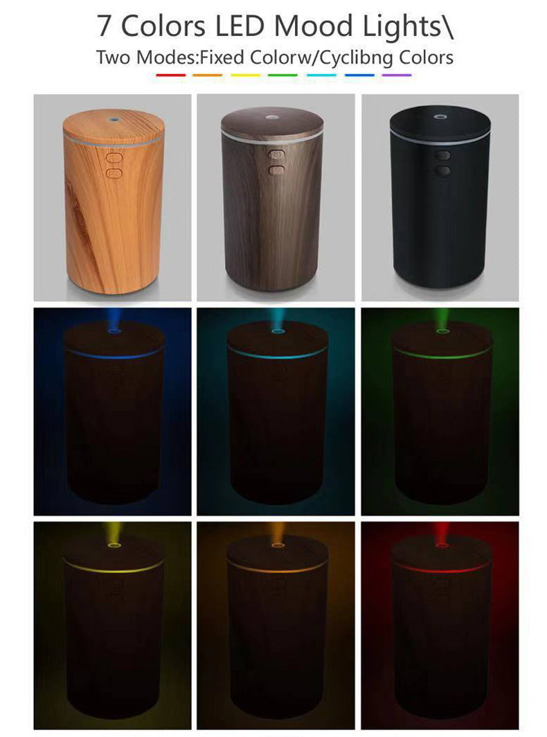 JMT-157322 USB Wood Grain Aroma Diffuser and Humidifier for Vehicles, 2-8 Hour Timer, Compact Design