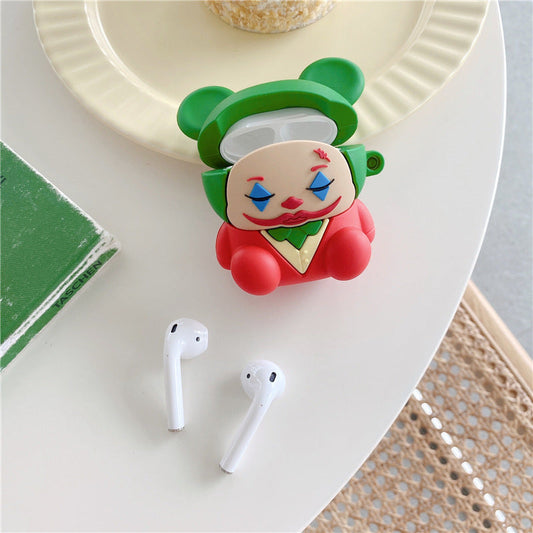 JMT-157514 Clown-Themed Silicone Case for Apple AirPods 1/2 & Pro 3 - Red & Green Colors
