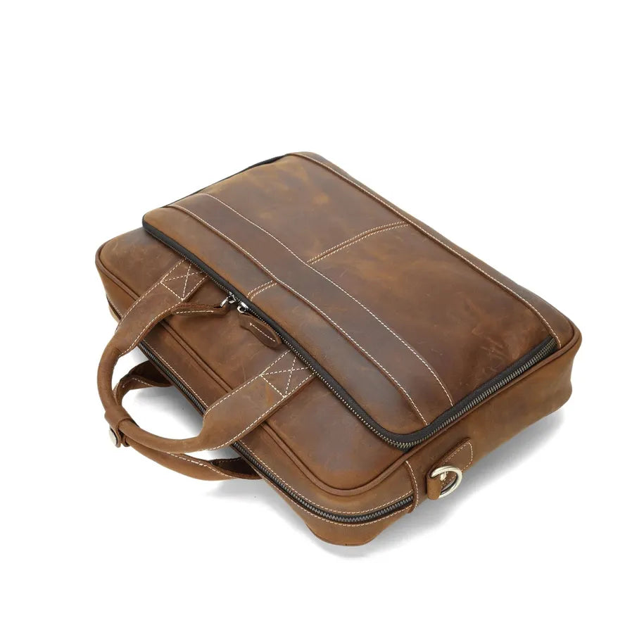 JMT-157578 Genuine Leather Crossbody Briefcase for Men - Versatile Laptop Business Bag
