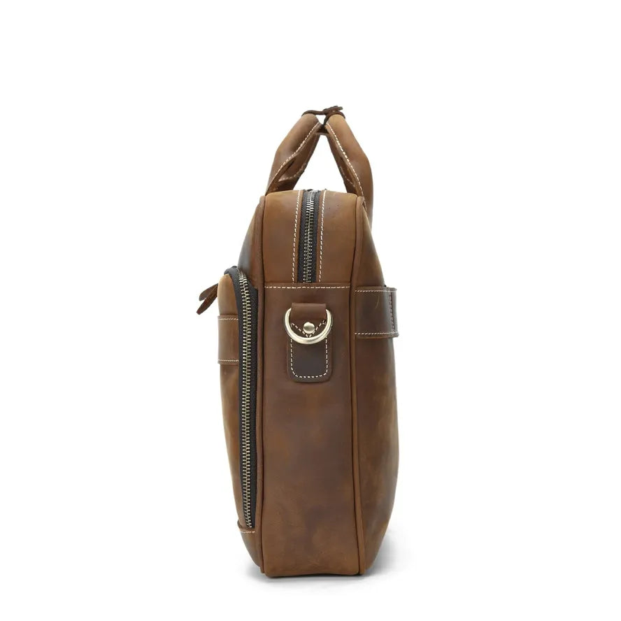 JMT-157578 Genuine Leather Crossbody Briefcase for Men - Versatile Laptop Business Bag