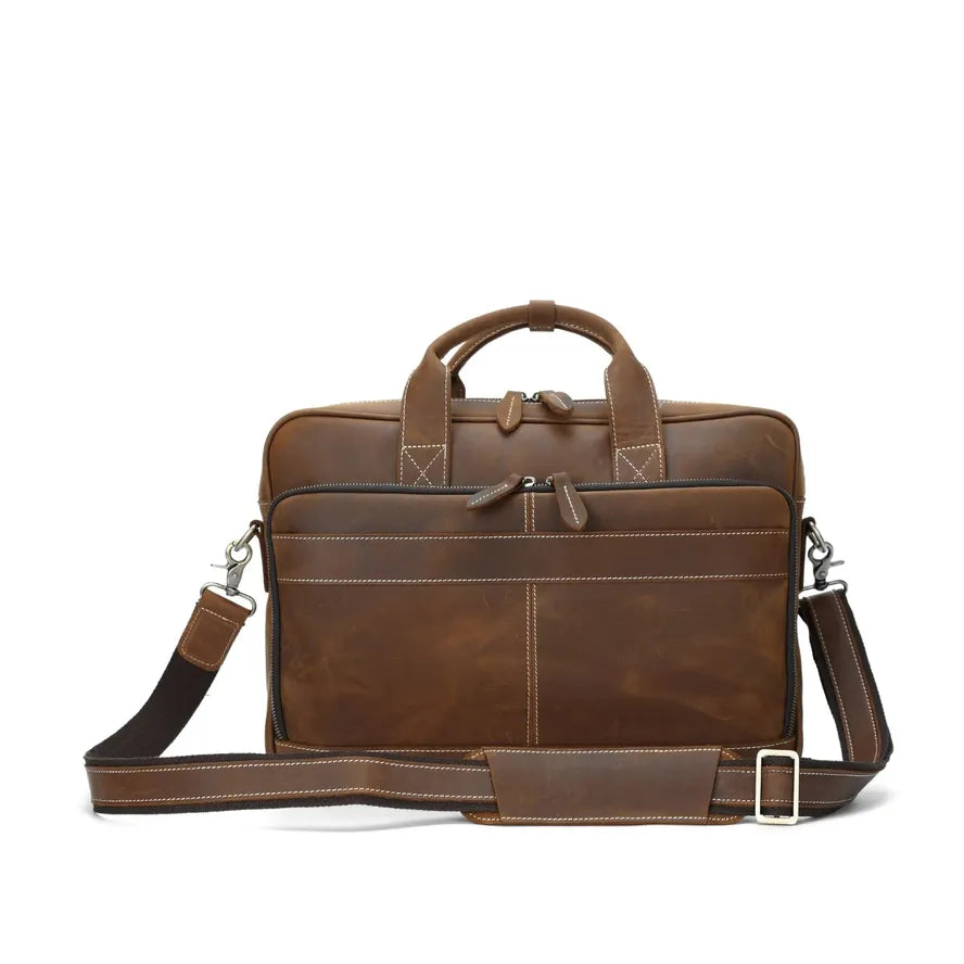 JMT-157578 Genuine Leather Crossbody Briefcase for Men - Versatile Laptop Business Bag