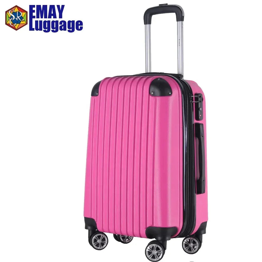 JMT-157898 Custom Design ABS+PC Zipper Travel Suitcase with Glass Fiber Nylon Wheels and Aluminium Trolley System