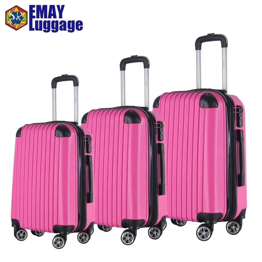 JMT-157898 Custom Design ABS+PC Zipper Travel Suitcase with Glass Fiber Nylon Wheels and Aluminium Trolley System