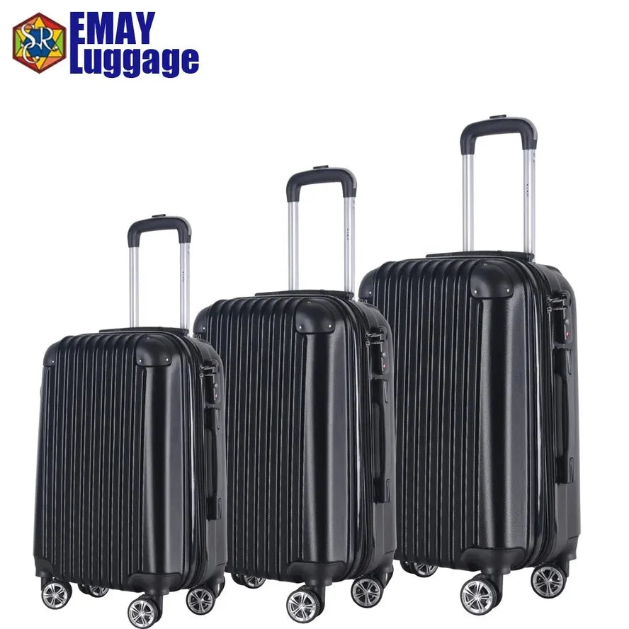 JMT-157898 Custom Design ABS+PC Zipper Travel Suitcase with Glass Fiber Nylon Wheels and Aluminium Trolley System
