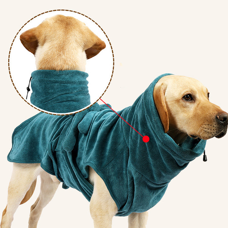 JMT-158090 Absorbent Quick-Drying Pet Bathrobe in Turquoise Green - Sizes XS to 3XL