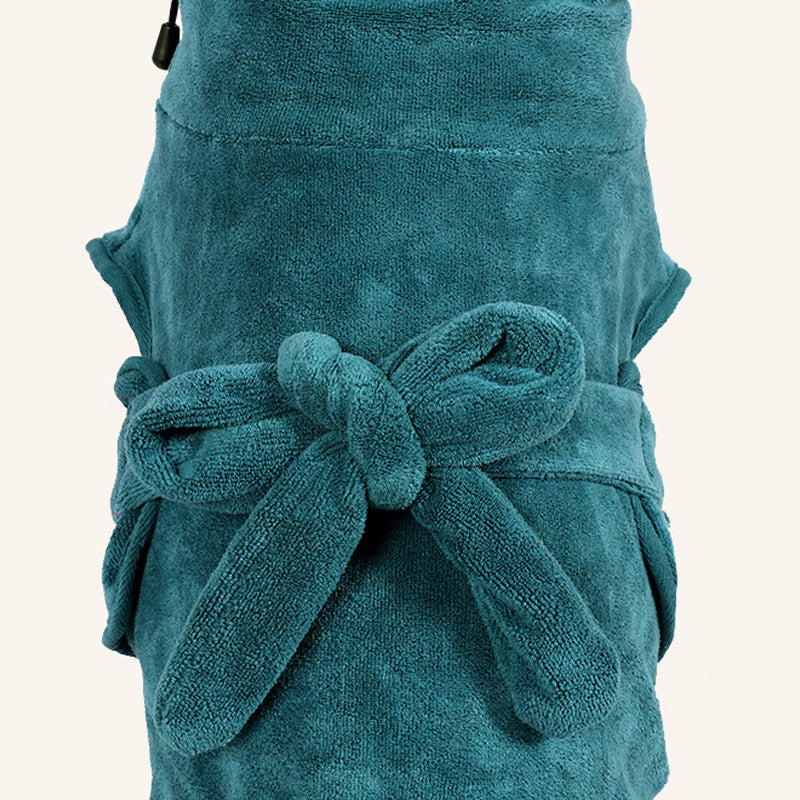 JMT-158090 Absorbent Quick-Drying Pet Bathrobe in Turquoise Green - Sizes XS to 3XL