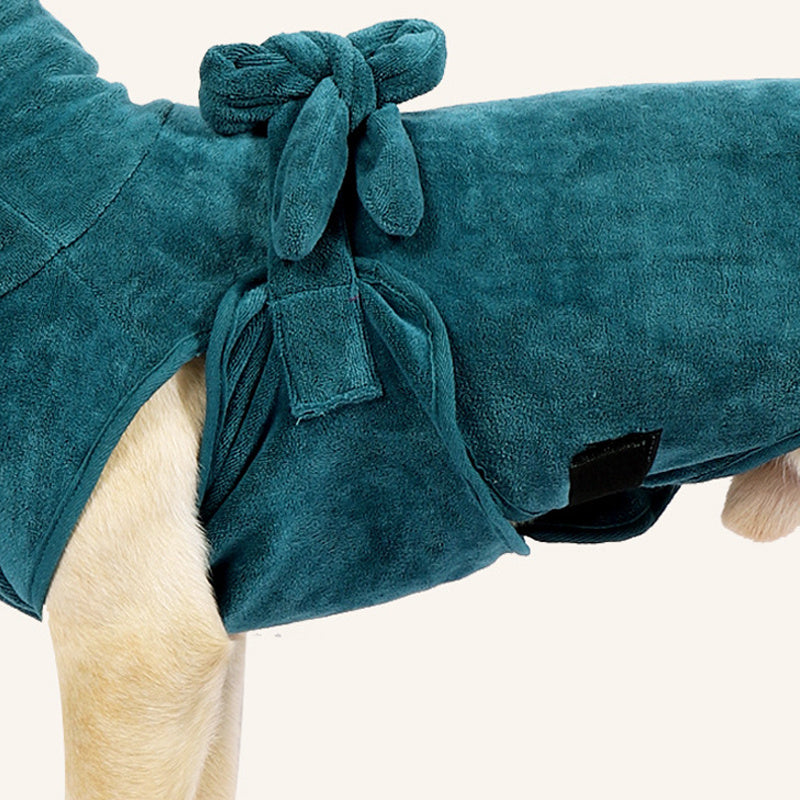 JMT-158090 Absorbent Quick-Drying Pet Bathrobe in Turquoise Green - Sizes XS to 3XL
