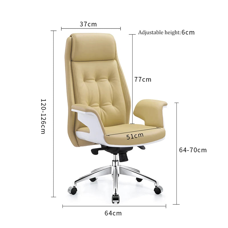 JMT-158090 Ergonomic Leather Executive Office Chair with Wooden Frame and Swivel Function