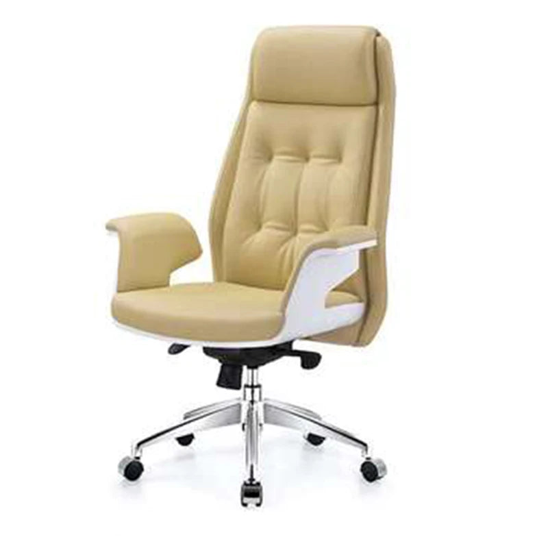 JMT-158090 Ergonomic Leather Executive Office Chair with Wooden Frame and Swivel Function