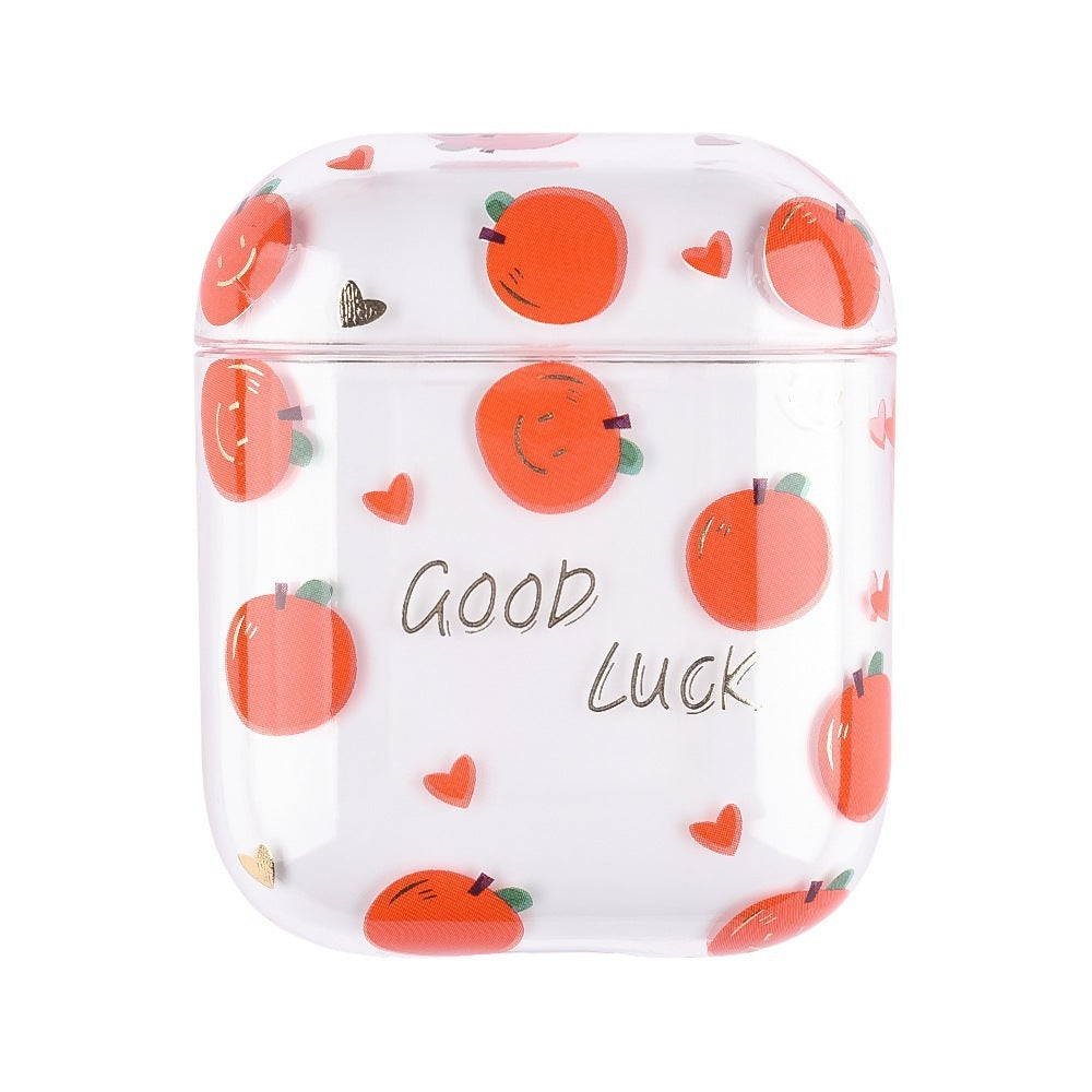 JMT-158154 Cartoon Fruit Earphone Cover for Apple Devices - Clamshell Style, Transparent PC Material