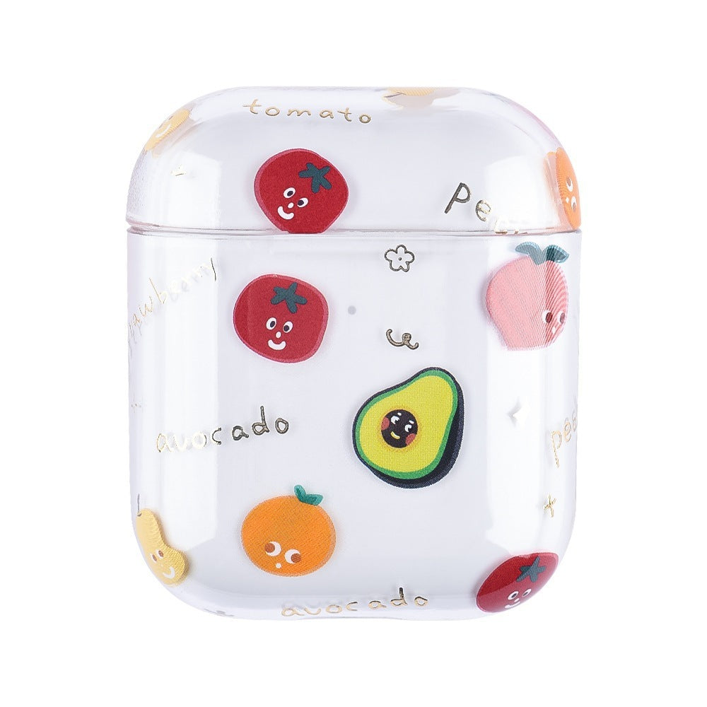 JMT-158154 Cartoon Fruit Earphone Cover for Apple Devices - Clamshell Style, Transparent PC Material