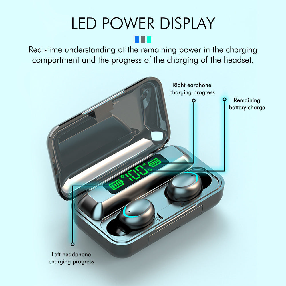 JMT-158474 True Wireless Bluetooth Headset with LED Power Display and Charging Function, Compatible with All Bluetooth Devices