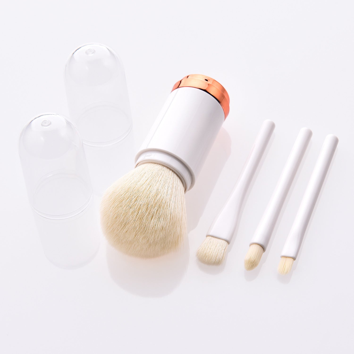 JMT-158602 Retractable Double-Head Portable Makeup Brush with Nylon Bristles
