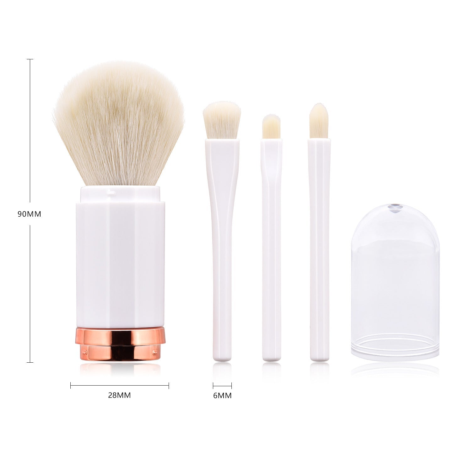 JMT-158602 Retractable Double-Head Portable Makeup Brush with Nylon Bristles